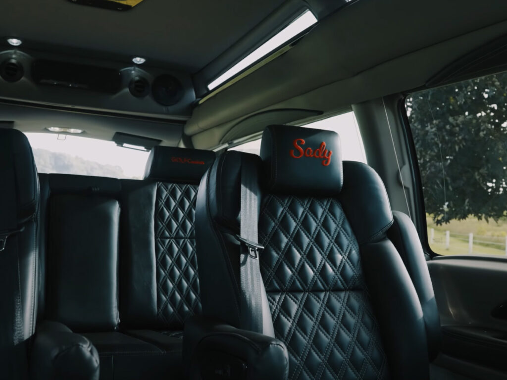 Comfortable leather seats in a Golf Cruiser